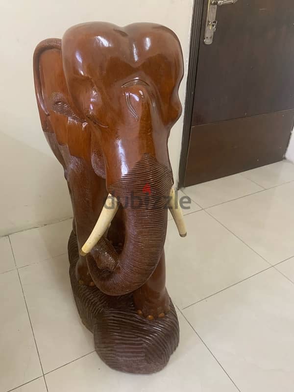 solid wooden elephant antic for house or garden 3