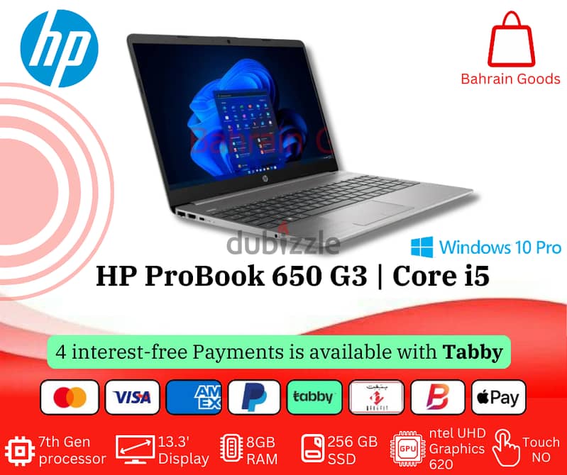 HP ProBook 650 G3 | 15.6"" HD | Core i5 (7th-Gen) | 8GB RAM, 256GB SS 2