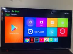 50” inch LED TV  with android box al channels one yr subscription also 0