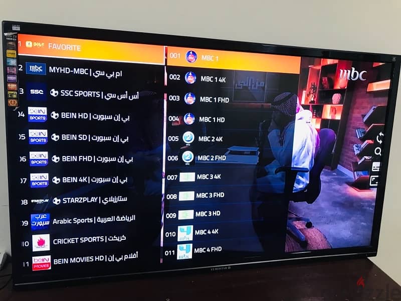 50” inch LED TV  with android box al channels one yr subscription also 6