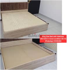 King size bed with Mattress and other items for sale with Delivery 0