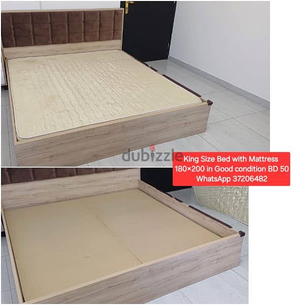 King size bed with Mattress and other items for sale with Delivery 0