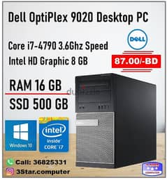 Dell Core I7 3.6Ghz 4th Generation Desktop PC With 16GB RAM New 500GB 0