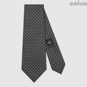 Gucci Bee embroidered silk tie 3