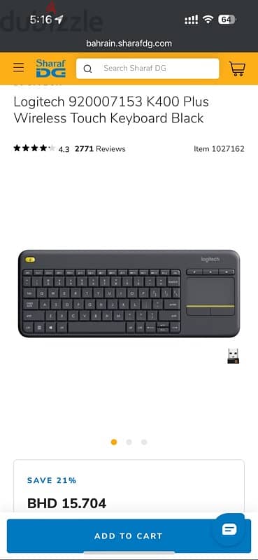 Logitech k400+ keyboard with touchpad 2