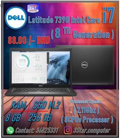 DELL Core i7 8th Gen 8GB RAM 256GB SSD M. 2 Intel UHD Graphic 4 GB