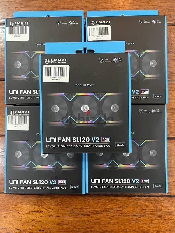 5x Lian Li UNI Fan SL120 V2 RGB Black Single Pack —NEW SEALED— 2