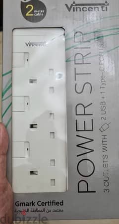 Vincenti 3 Way Extension Socket With USB-C Port 0