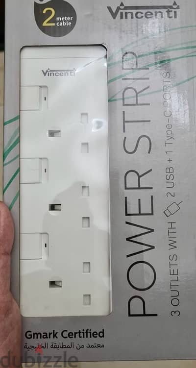 Vincenti 3 Way Extension Socket With USB-C Port