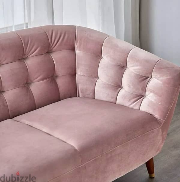 brand new homecentre pink 2-Seater Velvet Sofa 1