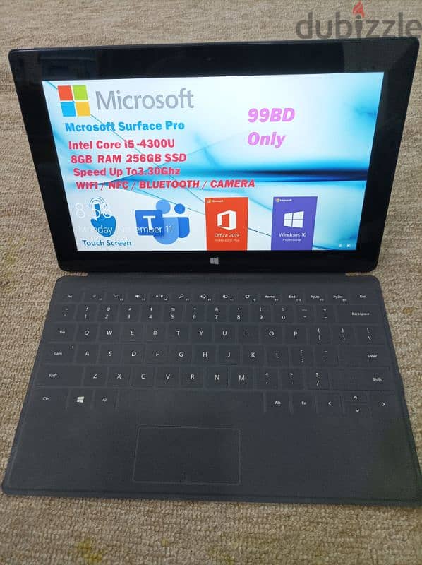 Microsoft laptop  Core i5-4300U  8GB RAM 256GB SSD  10 inch 0