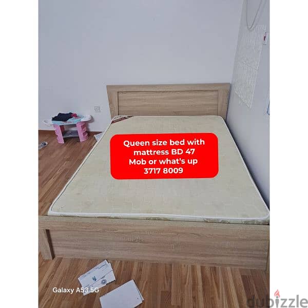 Queen size bed with mattress 150x200 and other household item 4 sale 0