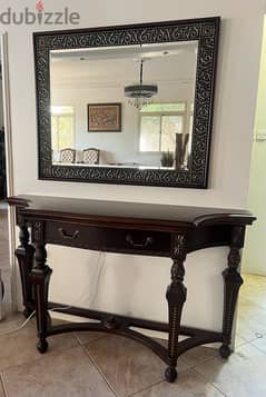 Entry wooden table and mirror 0