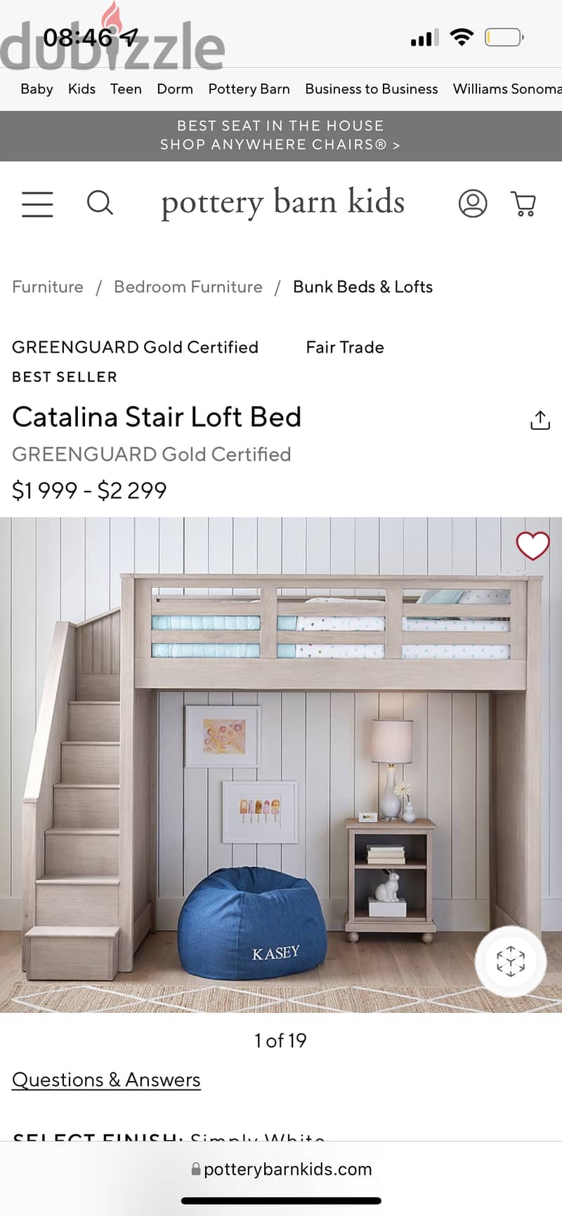 Potterny barn loft bed 1