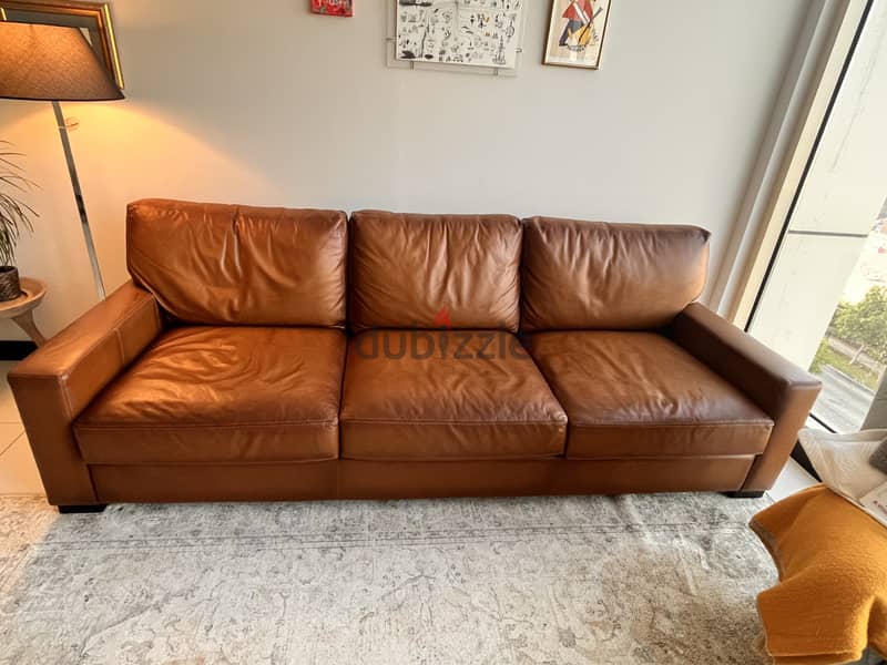 Potterny barn leather sofa large 1