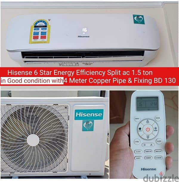 Hisense 1.5 ton Split ac and other items for sale with Delivery 0