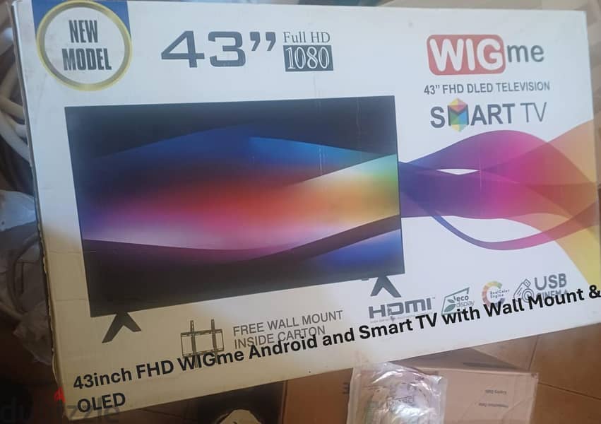 43 inch Full HD Smart TV and Mount Kit, WIGme 1