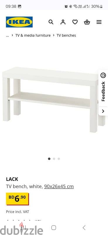 LACKTV bench, white, 90x26x45 cm 2