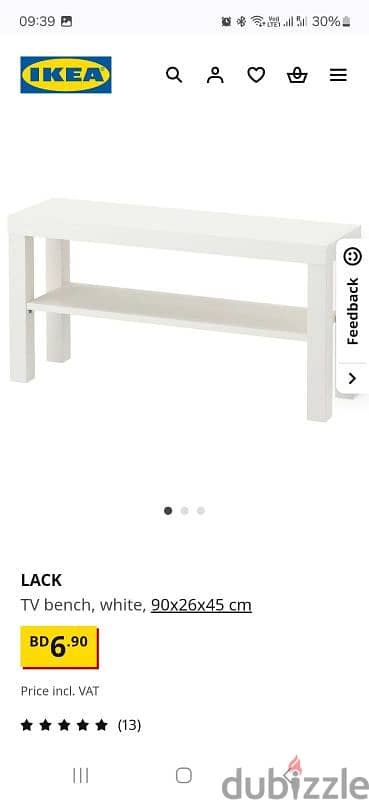 LACKTV bench, white, 90x26x45 cm 3