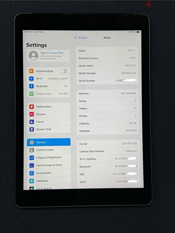 Apple iPad Air 2 64gb Sim model like new 2