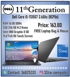 Dell 11th Gen Laptop Core i5 16GB RAM 15.6"FHD Touch Screen 256GB SSD 0