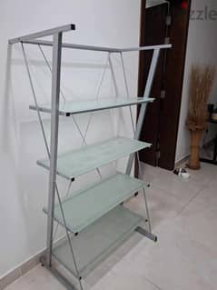 stainless steel tampered glass  toys and book shelve 0