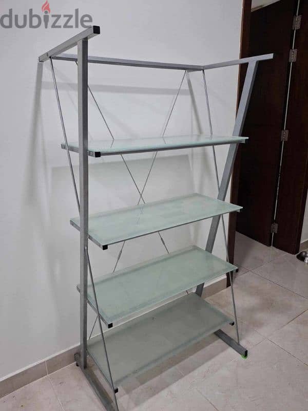 stainless steel tampered glass  toys and book shelve 1