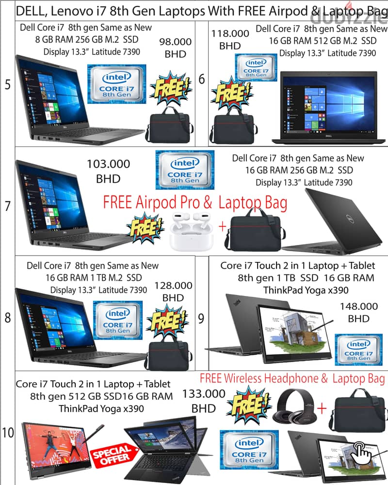 DELL,HP, Lenovo I7,i5 Laptops In Affordable Price FREE Airpod Pro, BAG 4