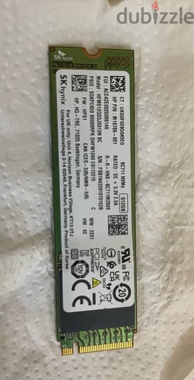 Skhynix 512gb m. 2 Nvme ssd hard disk