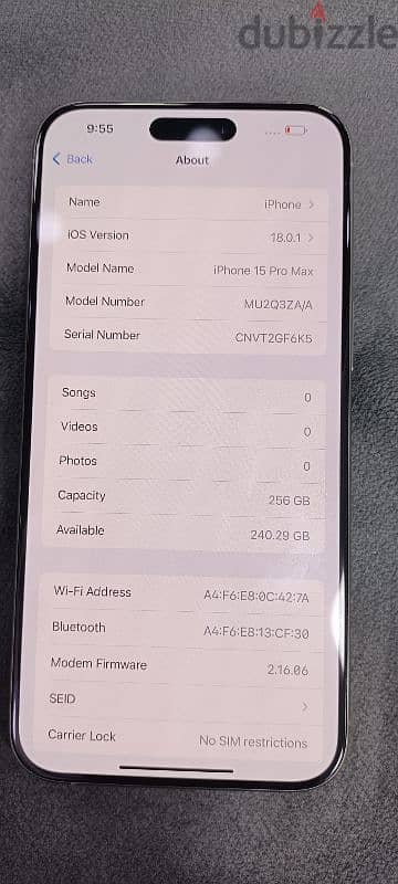 I phone 15 pro max physical dual sim 2