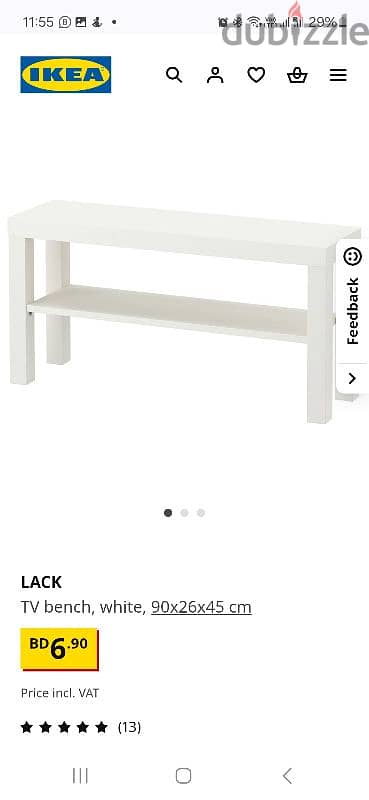 TV bench, white, 90x26x45 cm 3