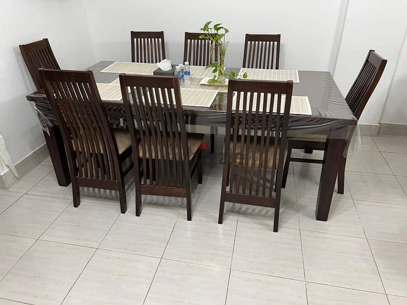 Malaysian Solid Wood Dining Table With Eight (8) Chairs 0