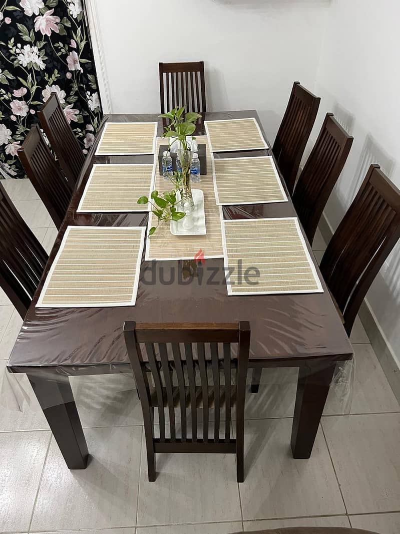 Malaysian Solid Wood Dining Table With Eight (8) Chairs 1