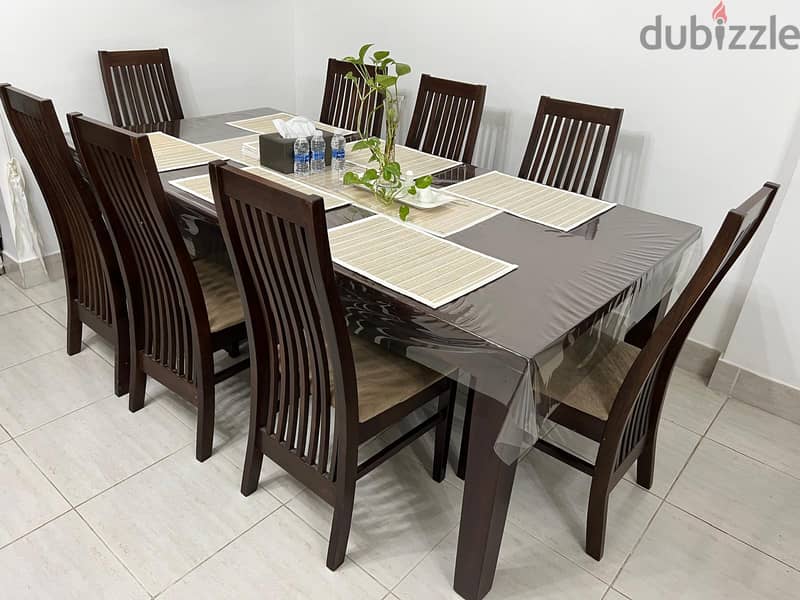 Malaysian Solid Wood Dining Table With Eight (8) Chairs 2