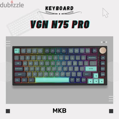 VGN N 75 pro wireless and wired rgb azure switch + glow keycaps