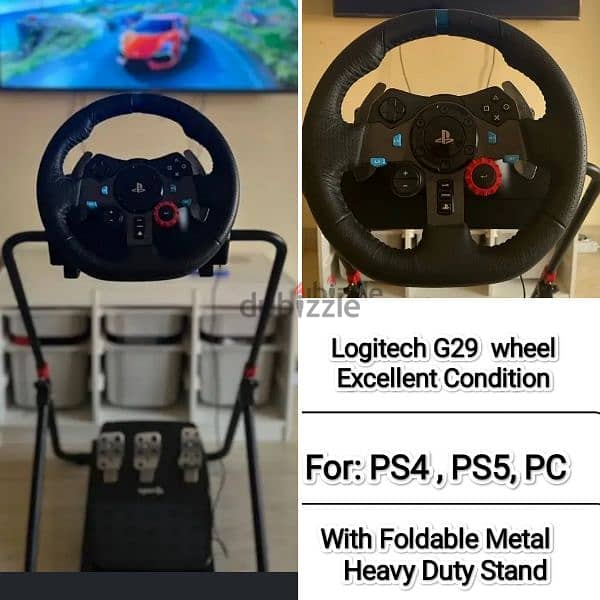 Logitech G29 Wheel With Heavy Duty Metal Stand  for PS4 PS5 and PF 0