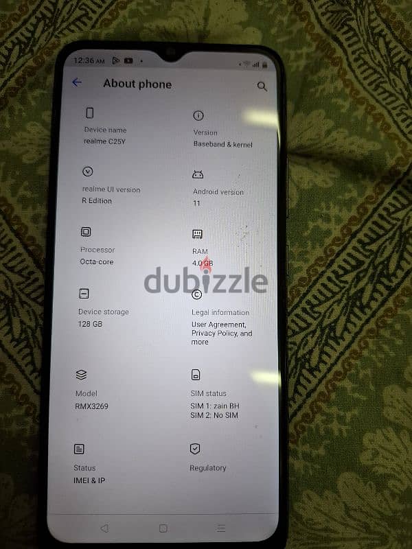 Realme c25y 128gb 4gb ram very good condition. 0