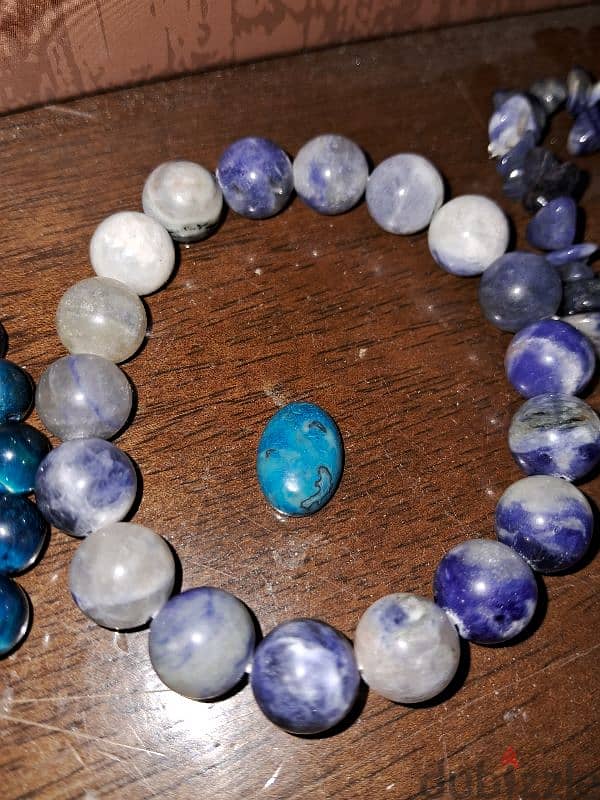 Blue gemstones bracelets اساور احجار كريمة 2