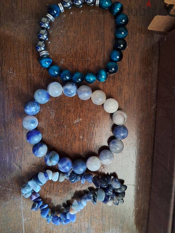 Blue gemstones bracelets اساور احجار كريمة 4