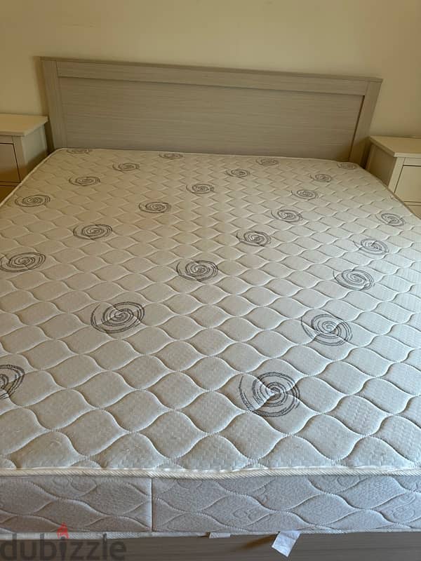 bed with mattress and 2 night stand like new condition 7