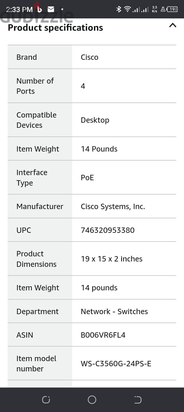 Cisco - WS-C3560G-24PS-S - Catalyst 3560 24 10/100/1000T PoE + 4 SFP 3