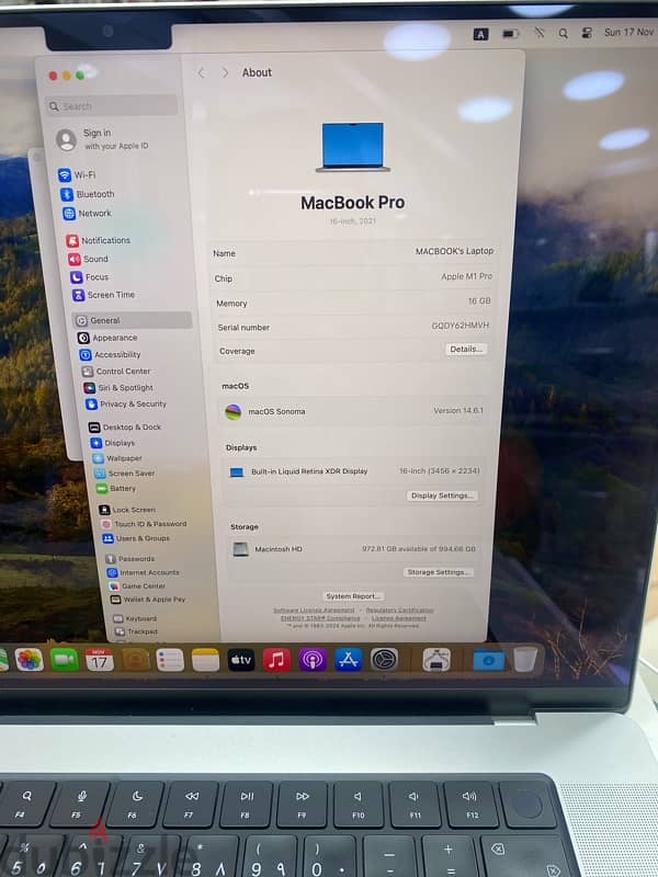 Used MacBook Pro 16inch M1 Pro 1TB 1