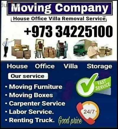 Moving House mover Packer Room Shifting 34225100 All Bahrain 24Hrs