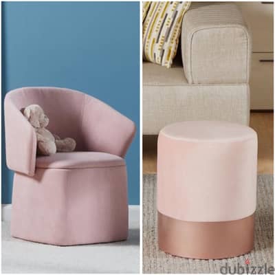 2 types ottomans in baby pink colour