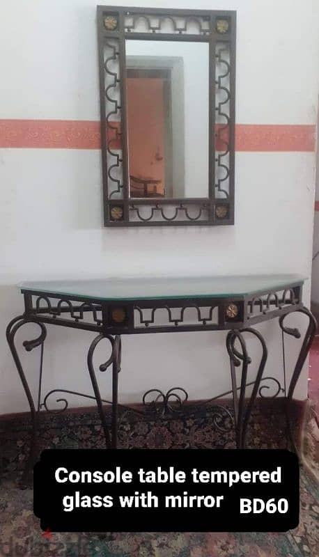 Console Table with tempered glass and mirror 0