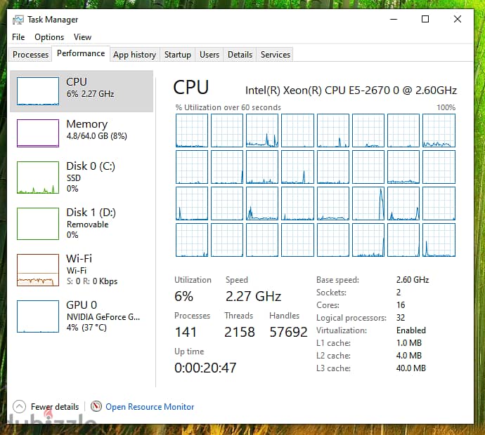 Dual Intel Xeon CPU, 64gb ddr3 ecc ram w/ Win 10 Pro licensed original 6