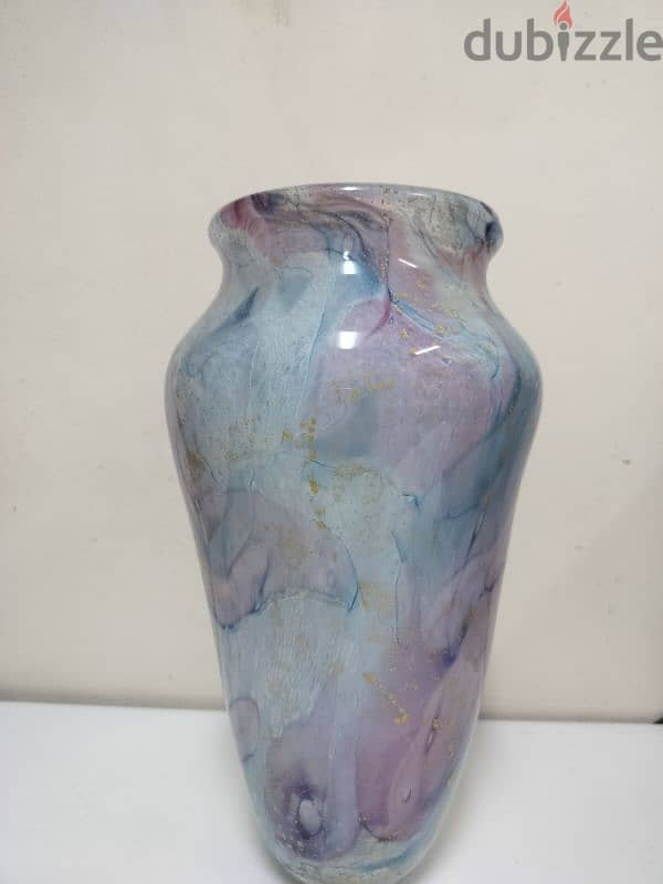 Tall Unique Tie Dye Art Glass. . flower vase 0