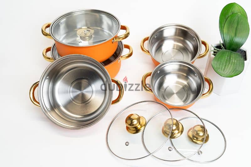 5 Pieces Set of Stainless Steel Pots 1