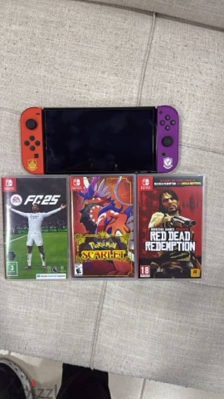 Limited nintendo switch for sale like new with 3 games and sd card 0