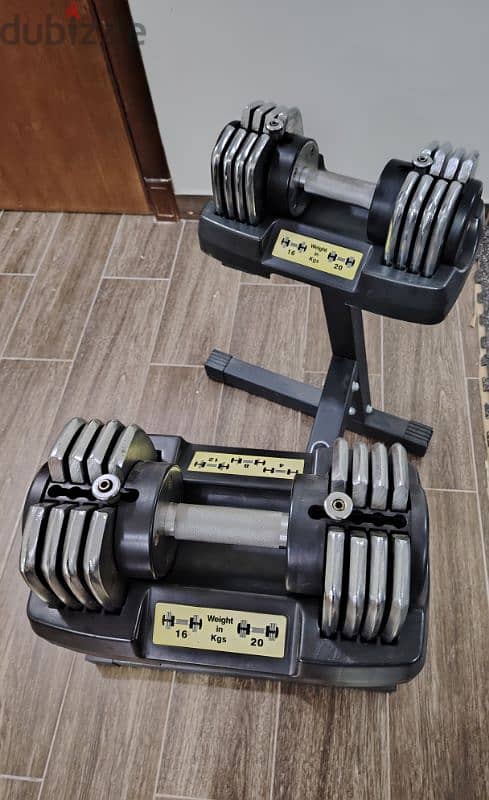 2 dumbbell adjustable 20kg with stand 50 bd 0